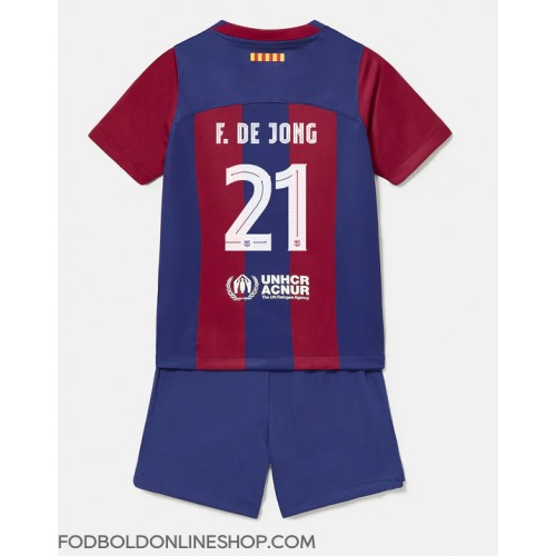 Barcelona Frenkie de Jong #21 Hjemme Trøje Børn 2023-24 Kortærmet (+ Korte bukser)